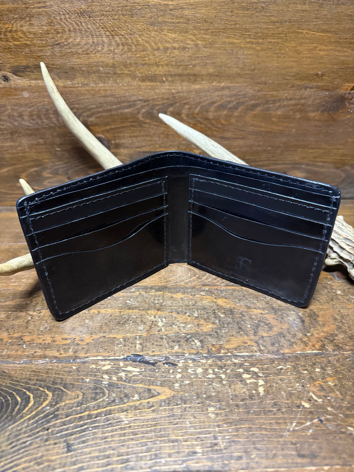 Black crocodile/caiman skin bifold wallet
