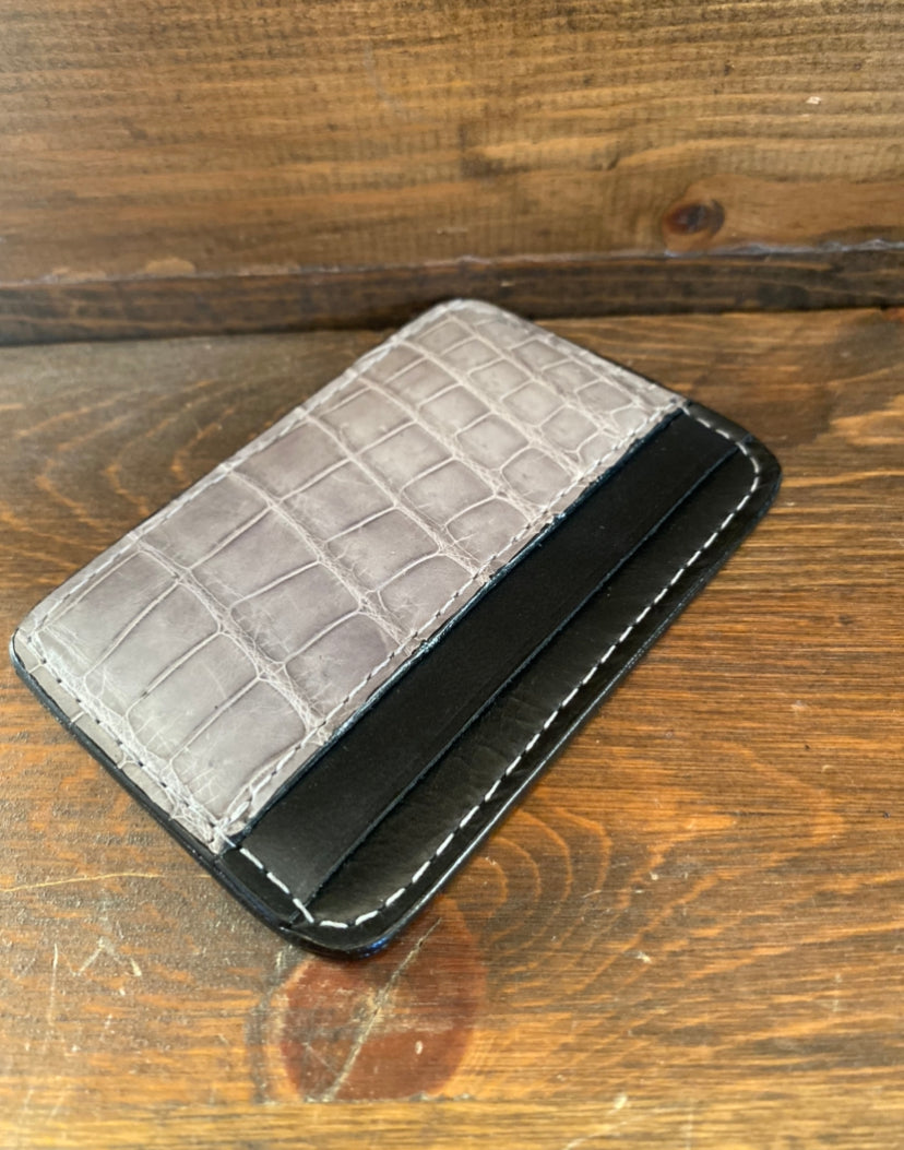 Gray alligator skin cardholder