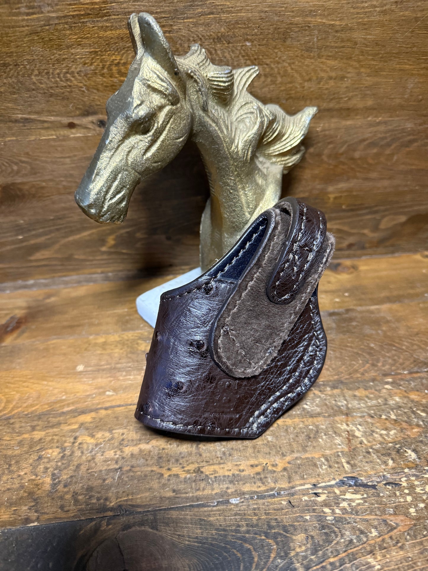 Nicotine Brown/Chrome ostrich skin compact holster ( 1911 ) ( High-Power )