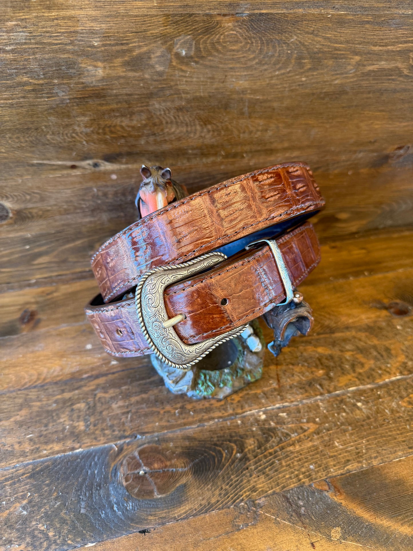 Brown caiman/crocodile belt