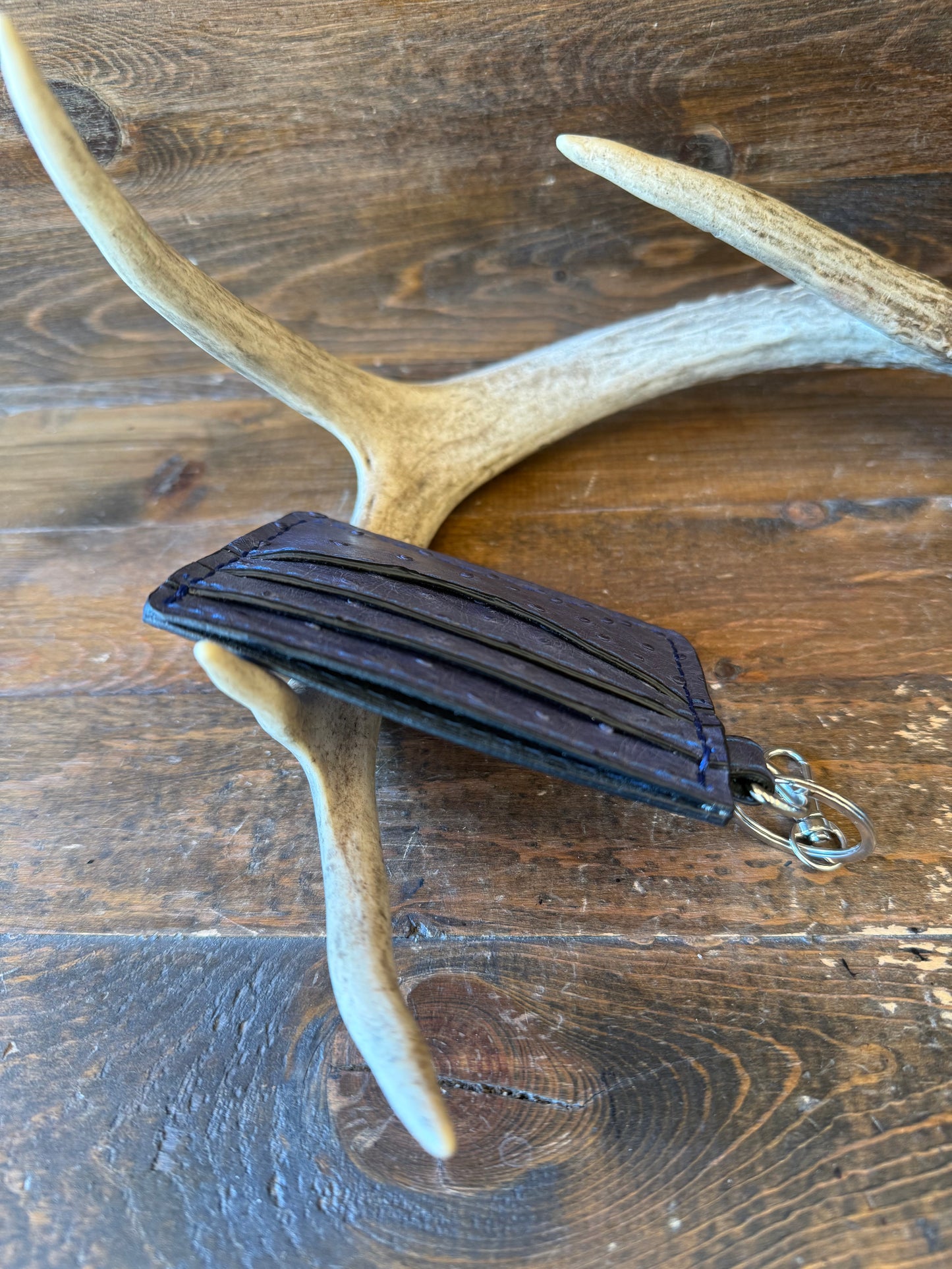 Blue Jean ostrich full quails cardholder/minimalist wallet