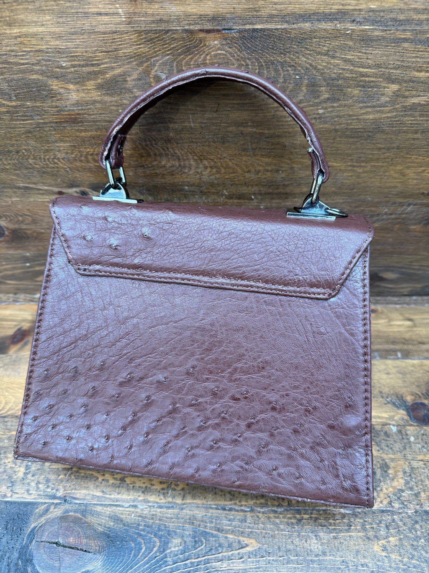 Brown Ostrich skin handbag