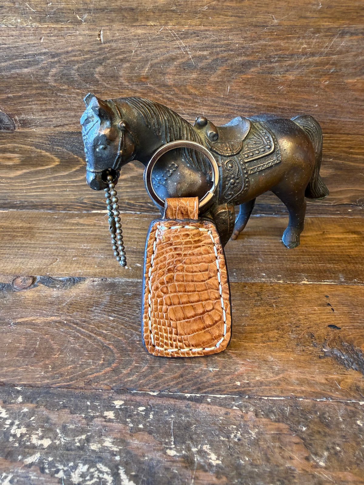 Honey crocodile skin double sided keychain