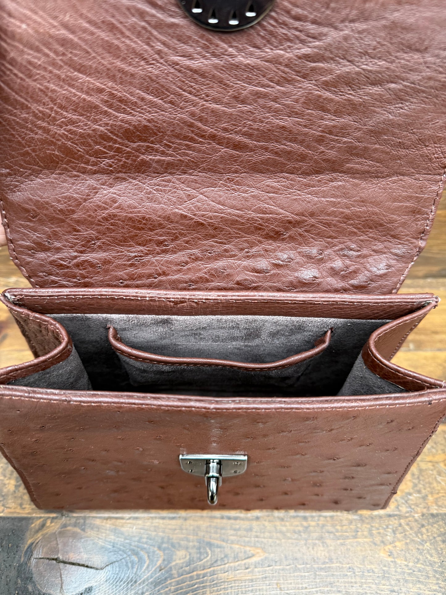 Brown Ostrich skin handbag