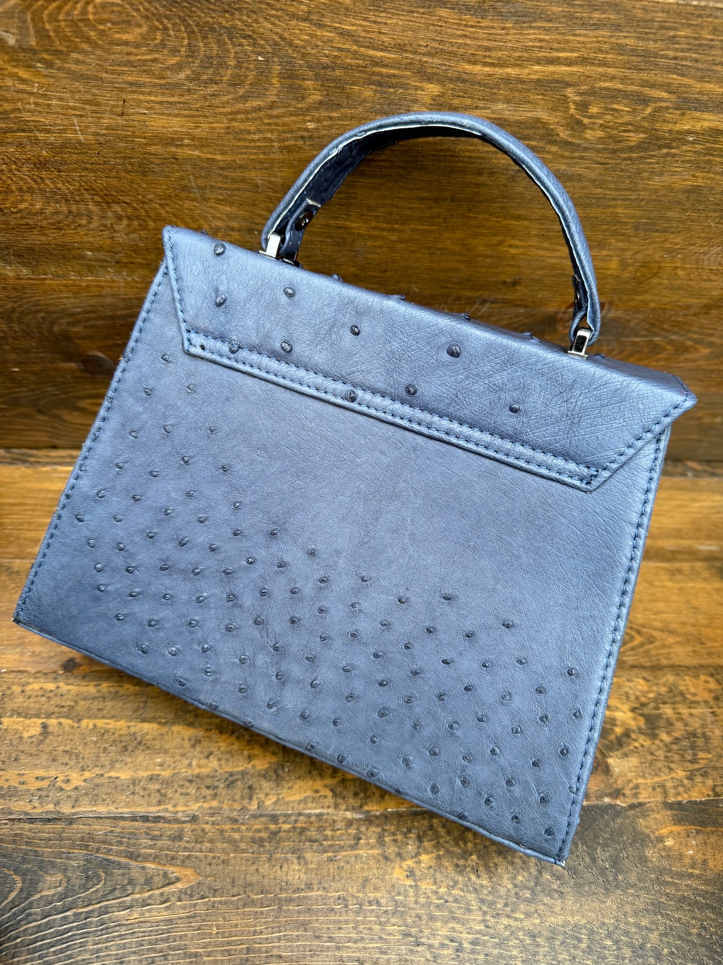 Blue/Gray ostrich skin handbag