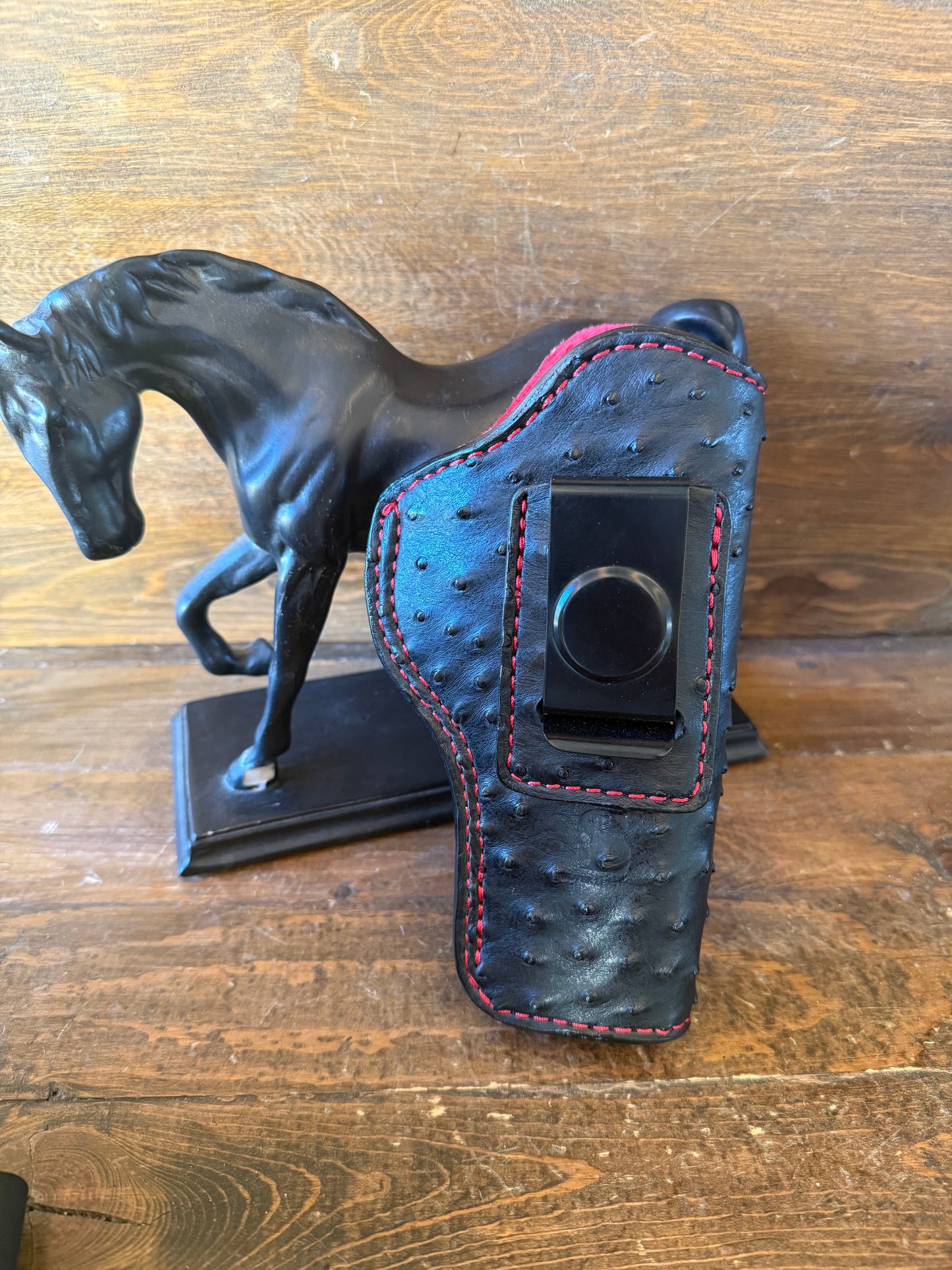 Black/Red ostrich skin IWB holster (1911)