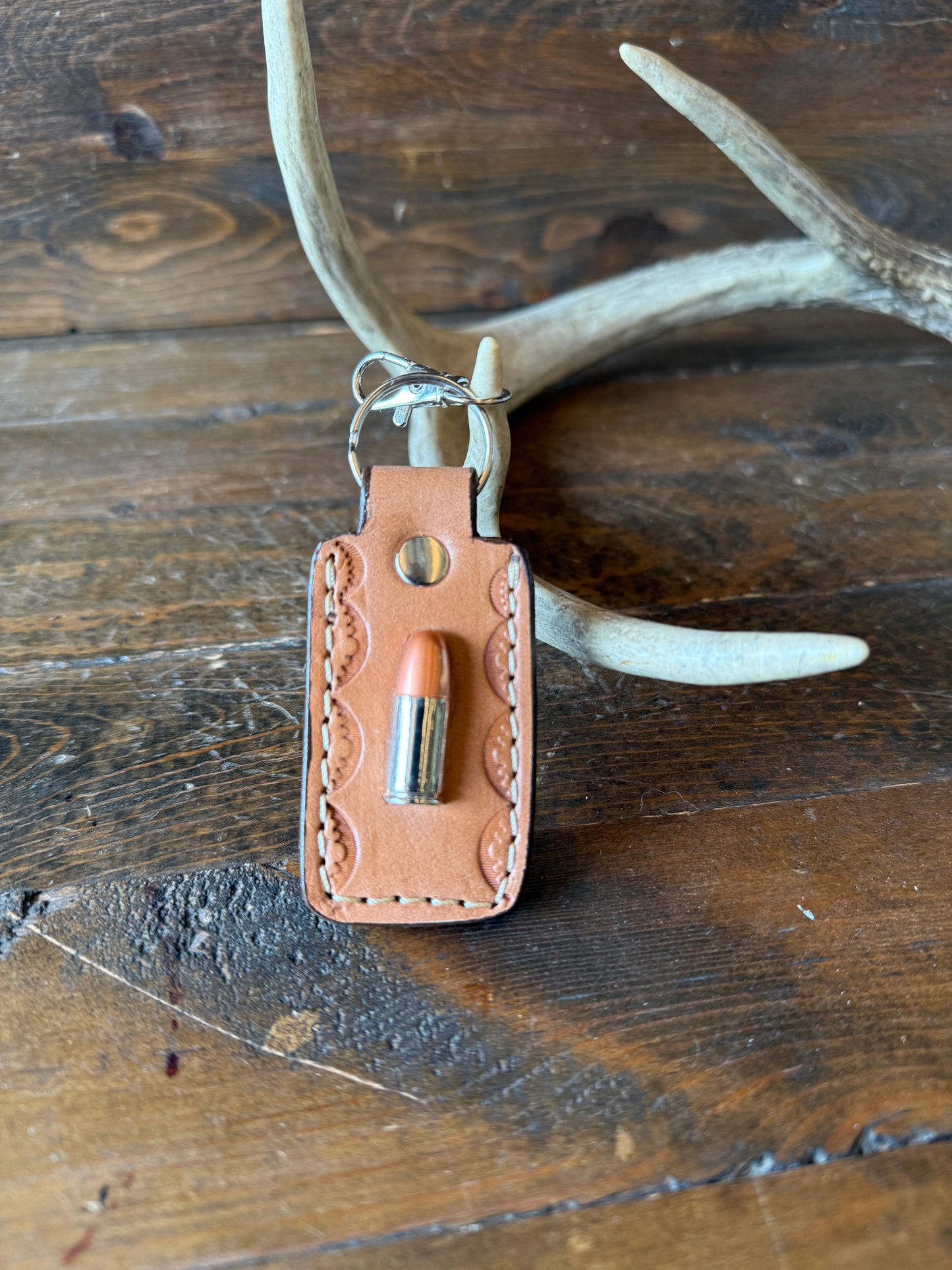Honey crocodile skin bullet keychain