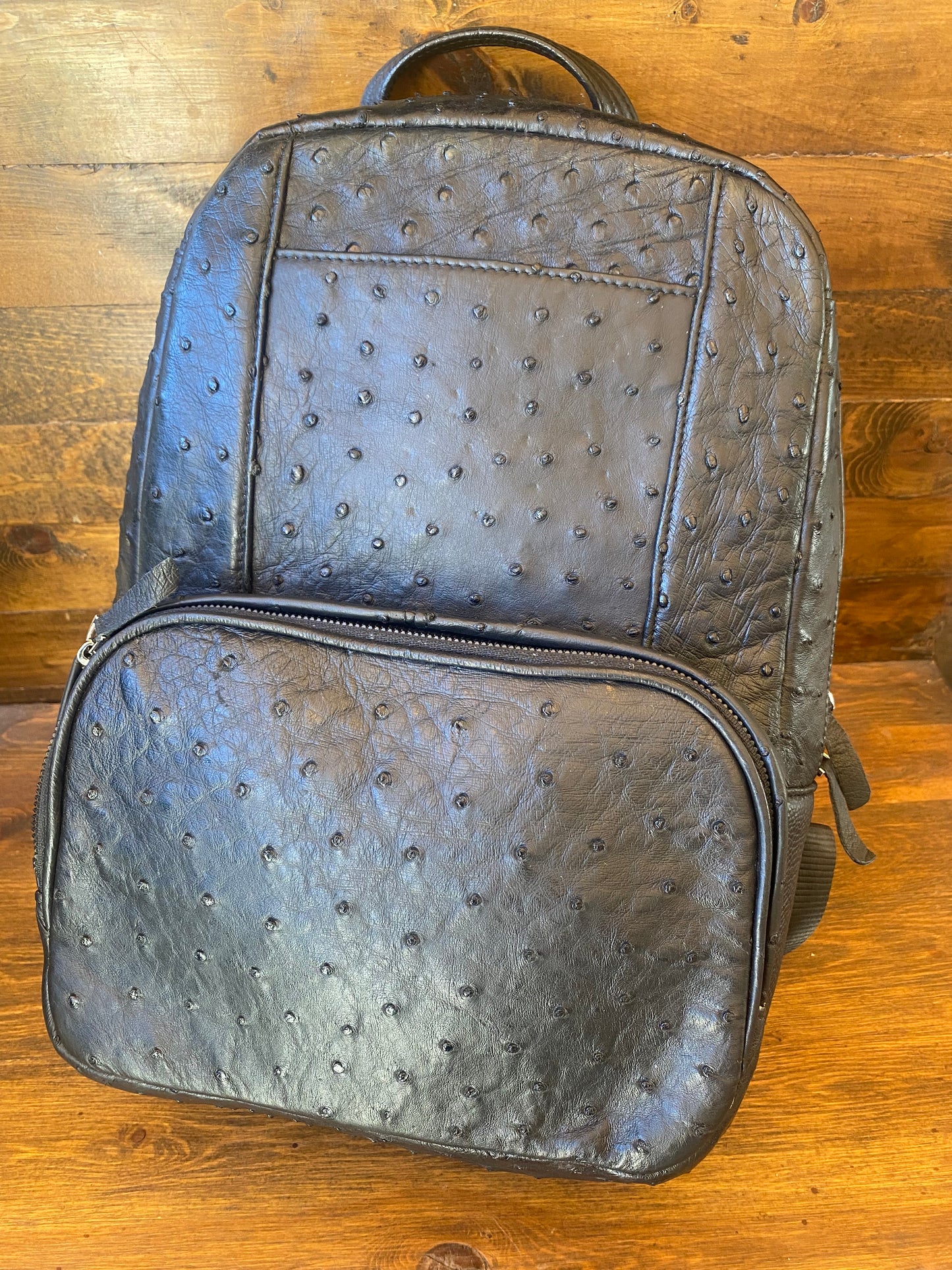 Black full ostrich luxury backpack
