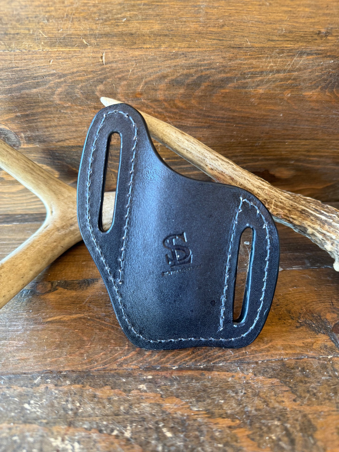 Black/brown cowhide knife sheath