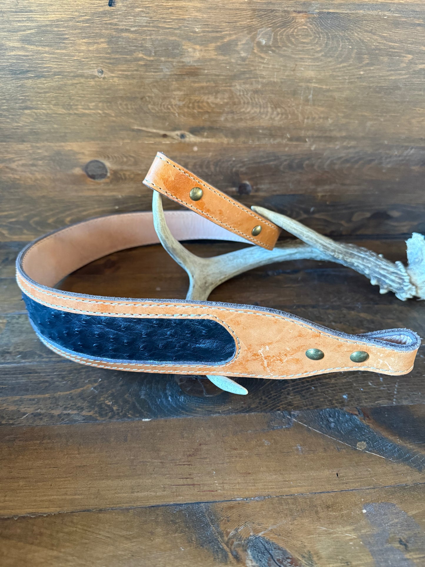 Black ostrich skin rifle sling