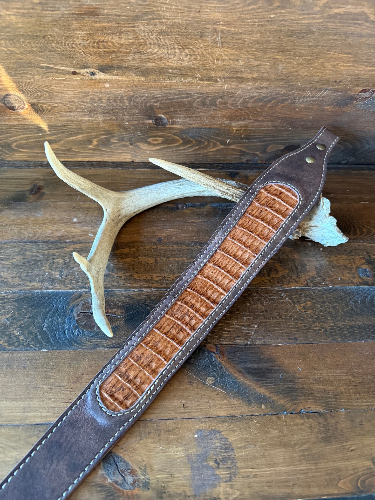 Honey crocodrile skin rifle sling