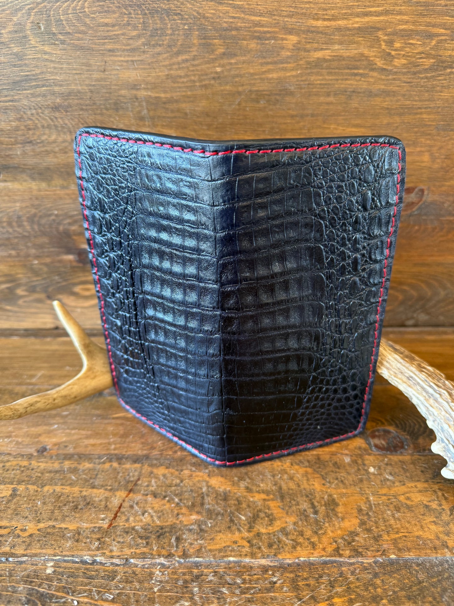 Crocodile long wallet black/red