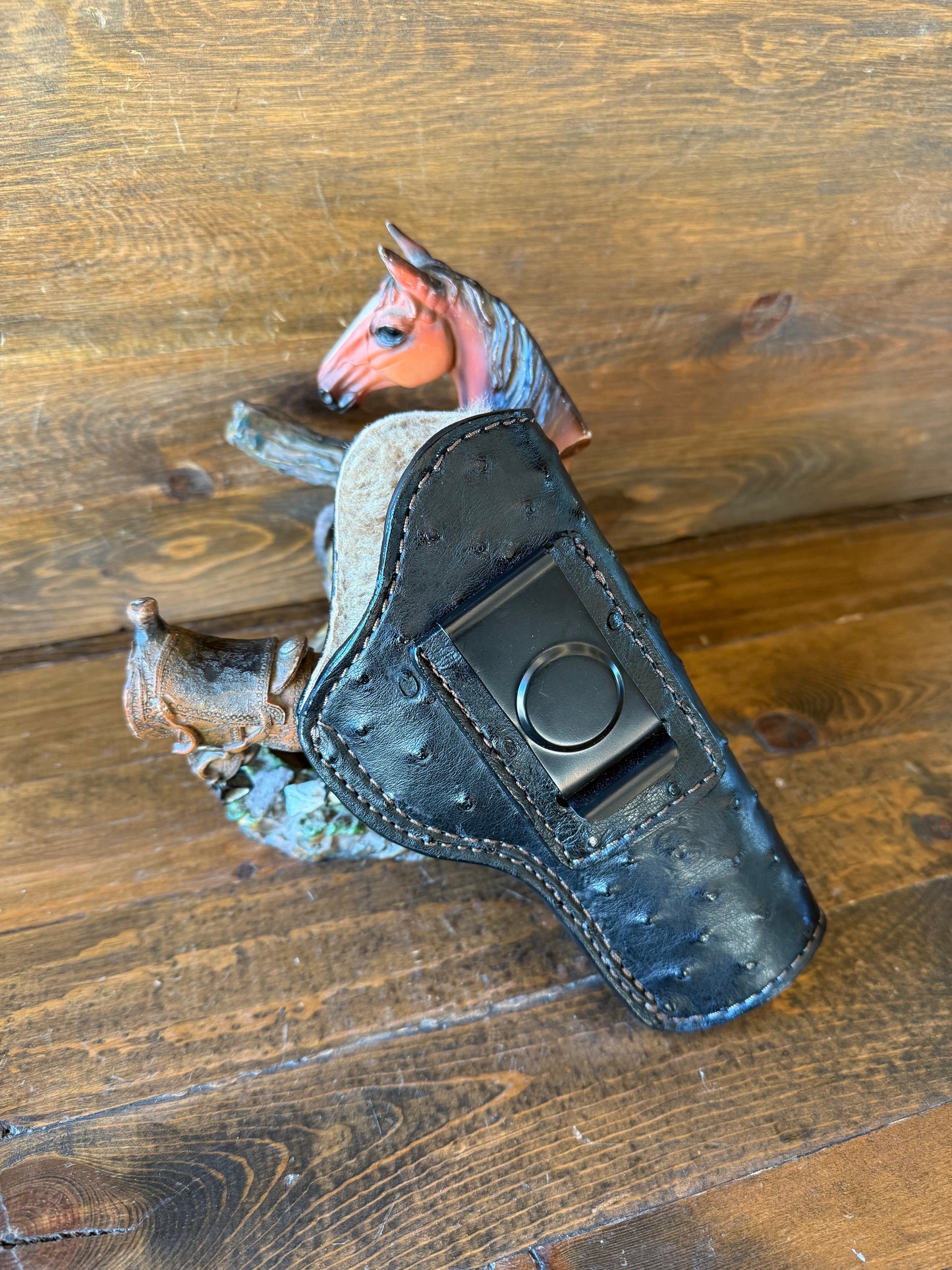 IWB Black ostrich Deluxe holster / Sheep Shearling interior (1911)