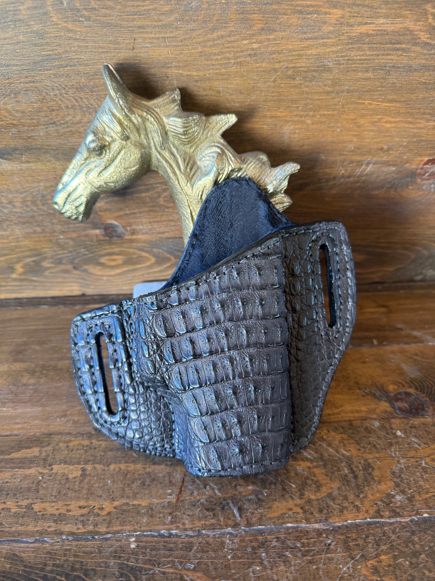 Dark brown matte crocodile skin holster ( Glock )