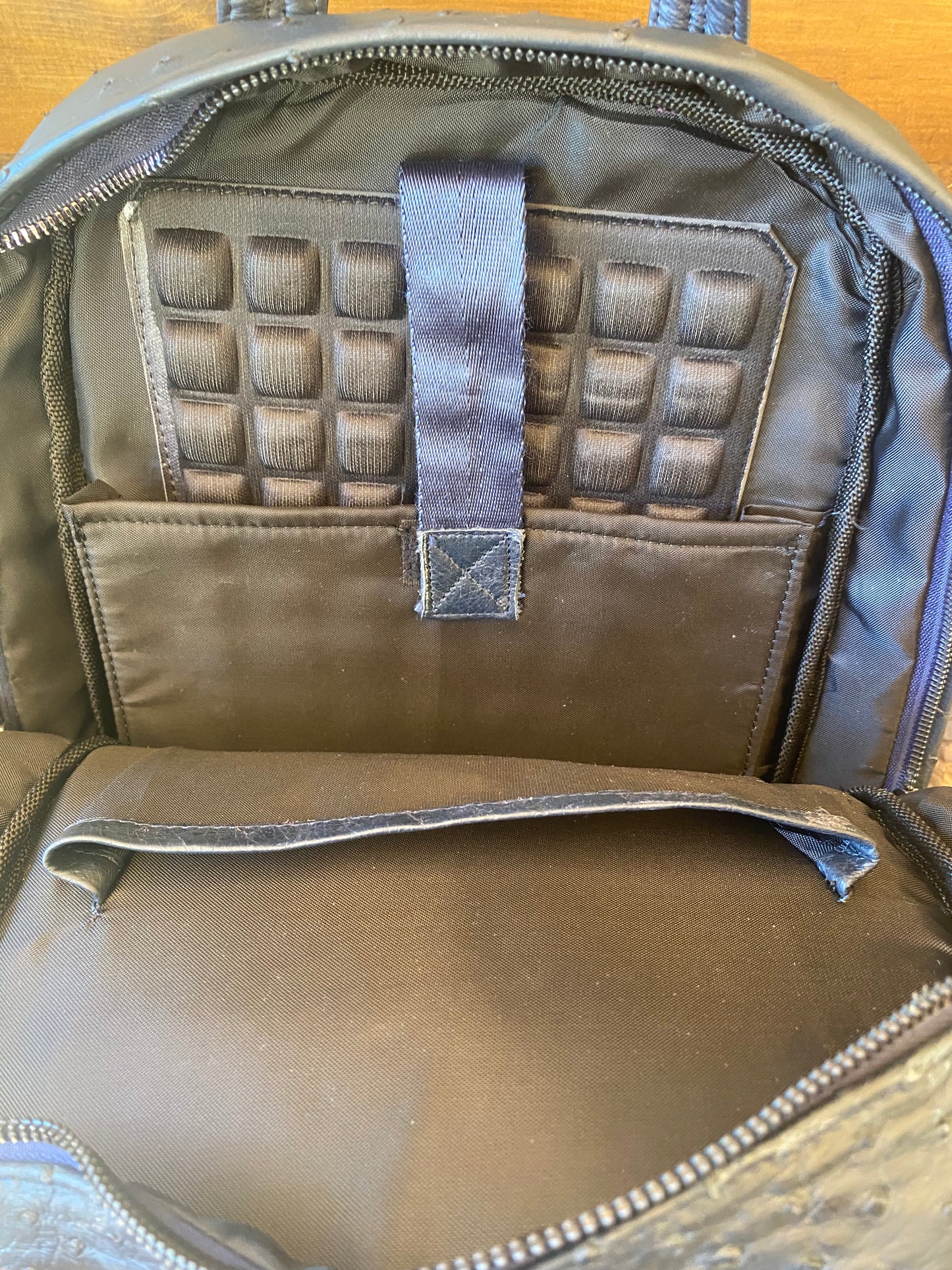 Navy blue full ostrich skin luxury backpack