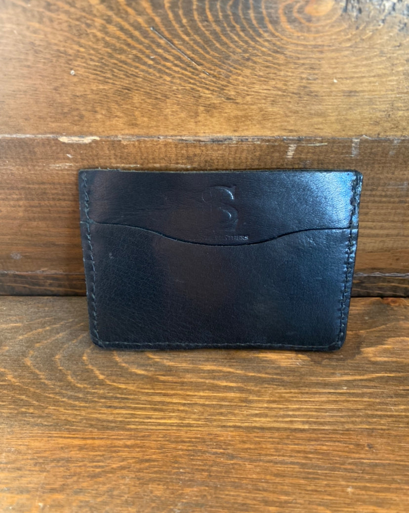 Green ostrich leg skin cardholder