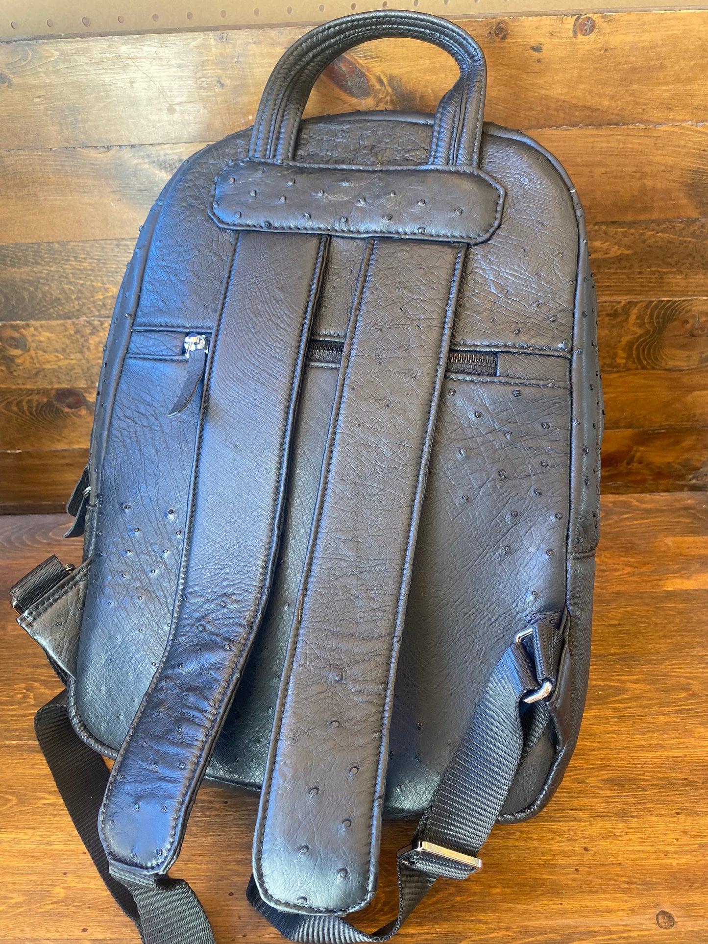 Black full ostrich luxury backpack