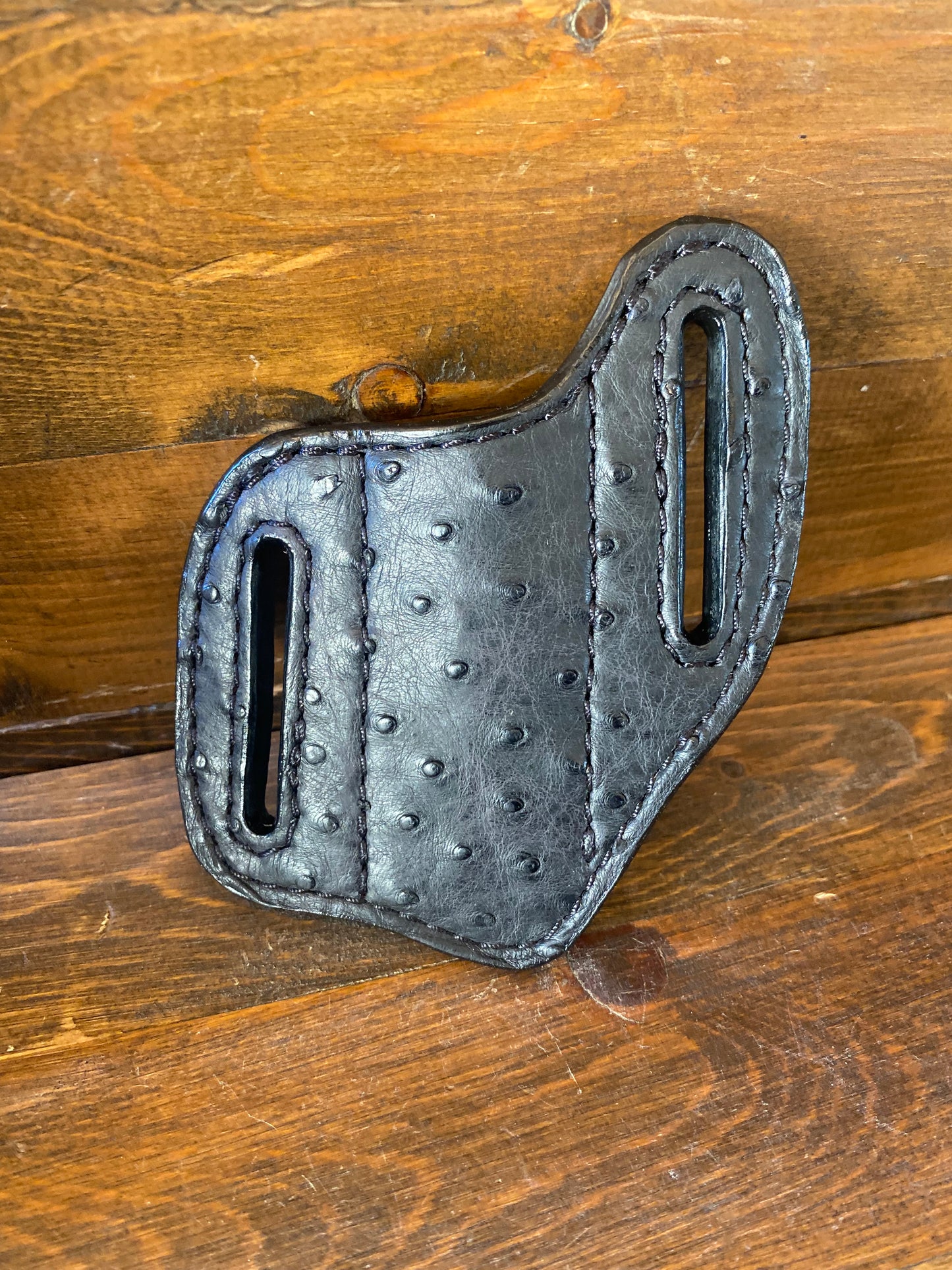 Black ostrich small knife sheath