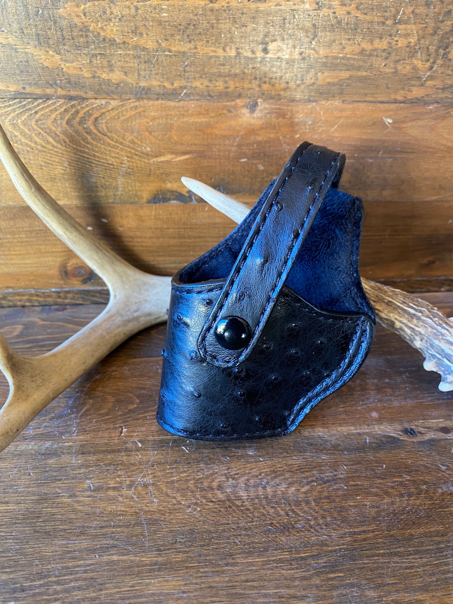 Black Ostrich skin compact holster (1911) -Left
