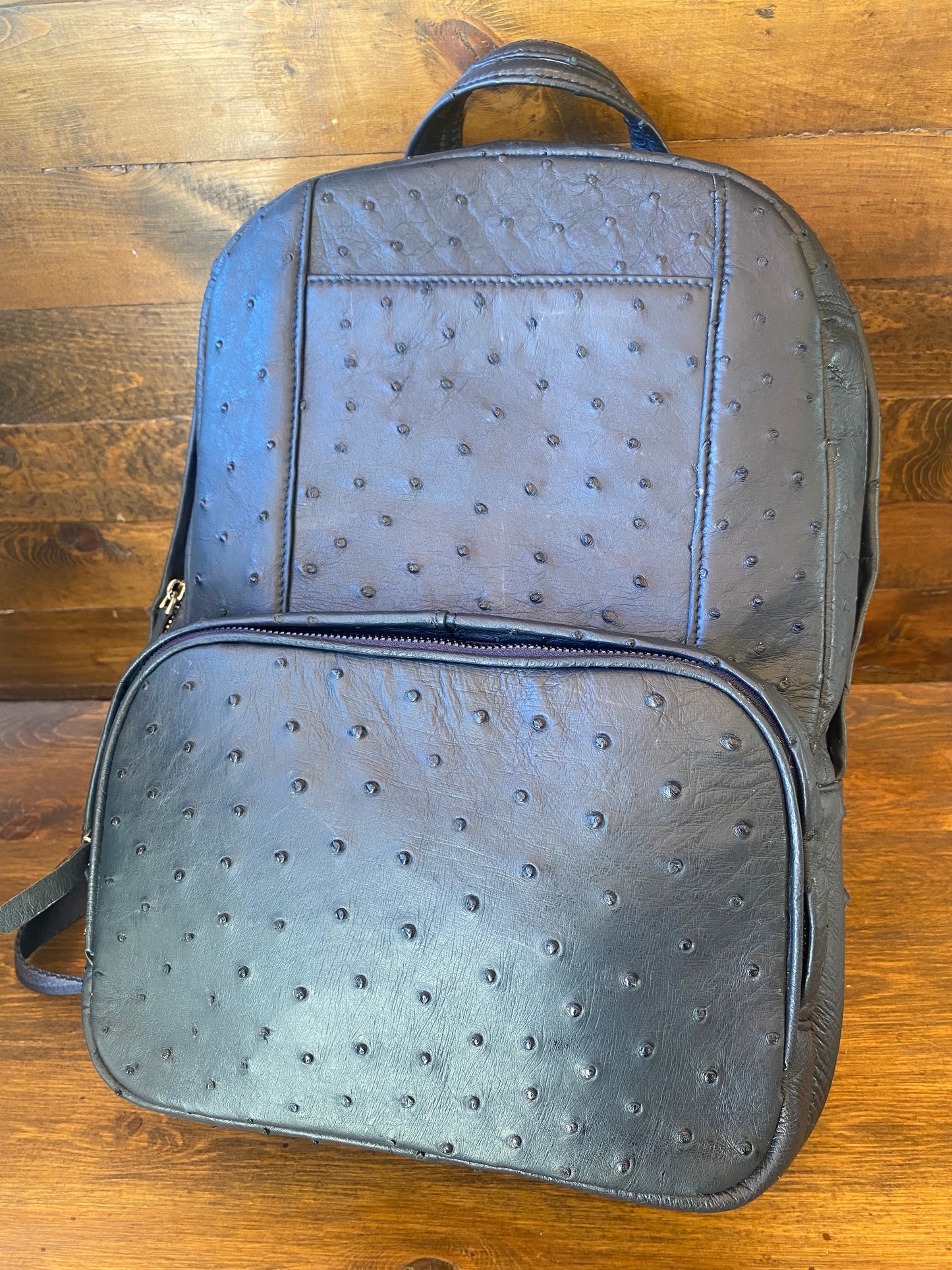 Navy blue full ostrich skin luxury backpack