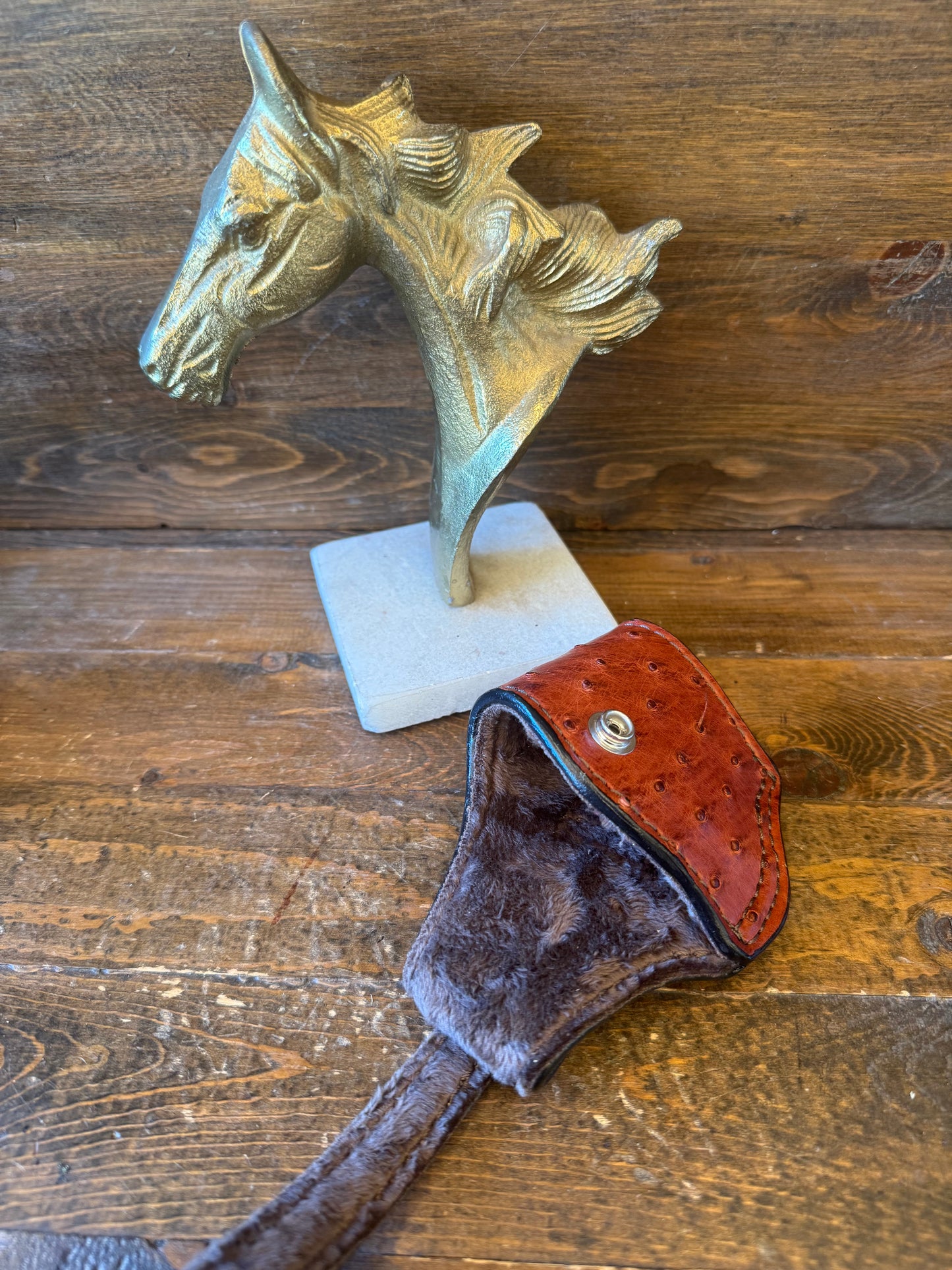 Brandy/Chrome ostrich skin compact holster ( 1911 )