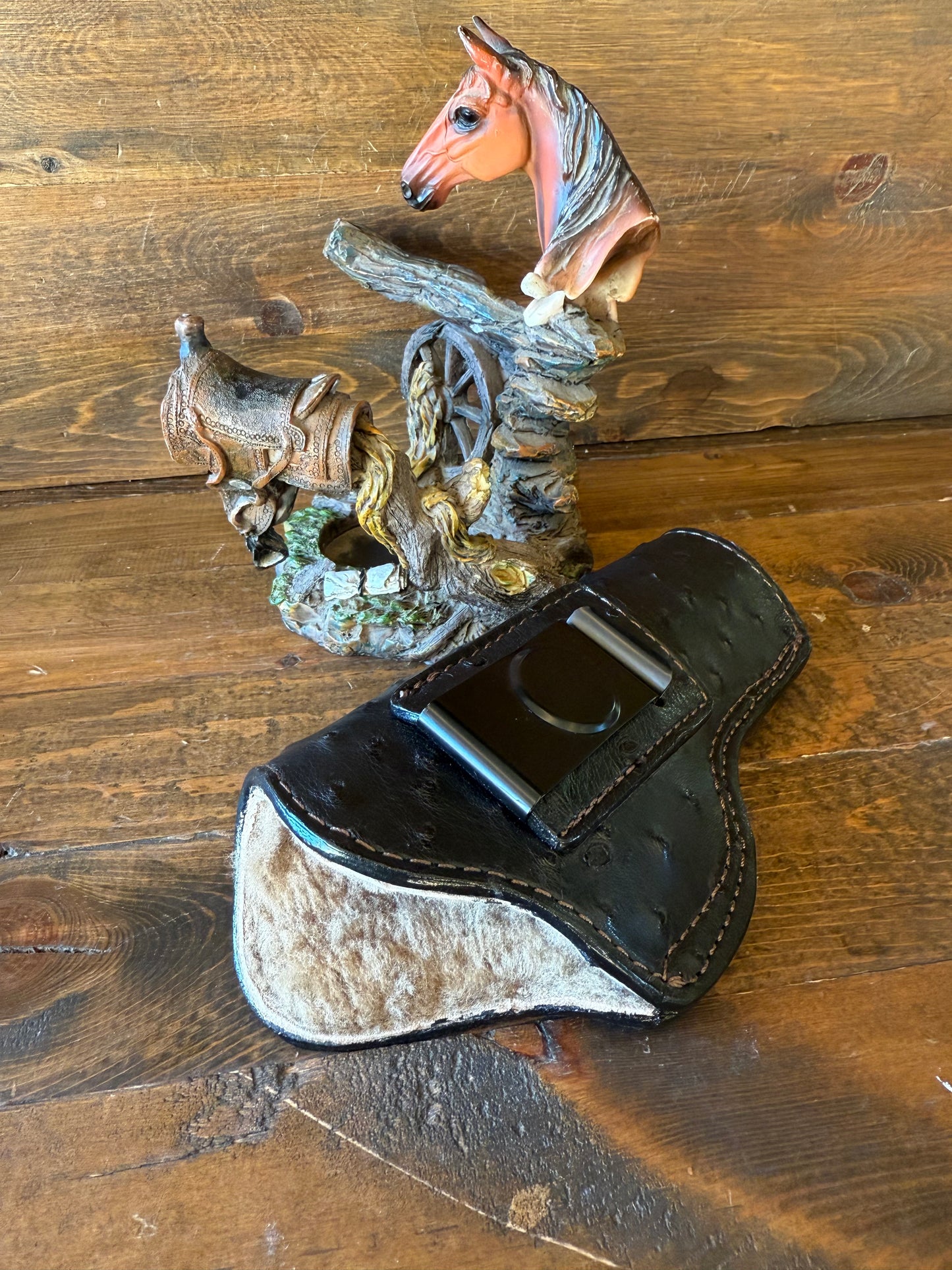 IWB Black ostrich Deluxe holster / Sheep Shearling interior (1911)