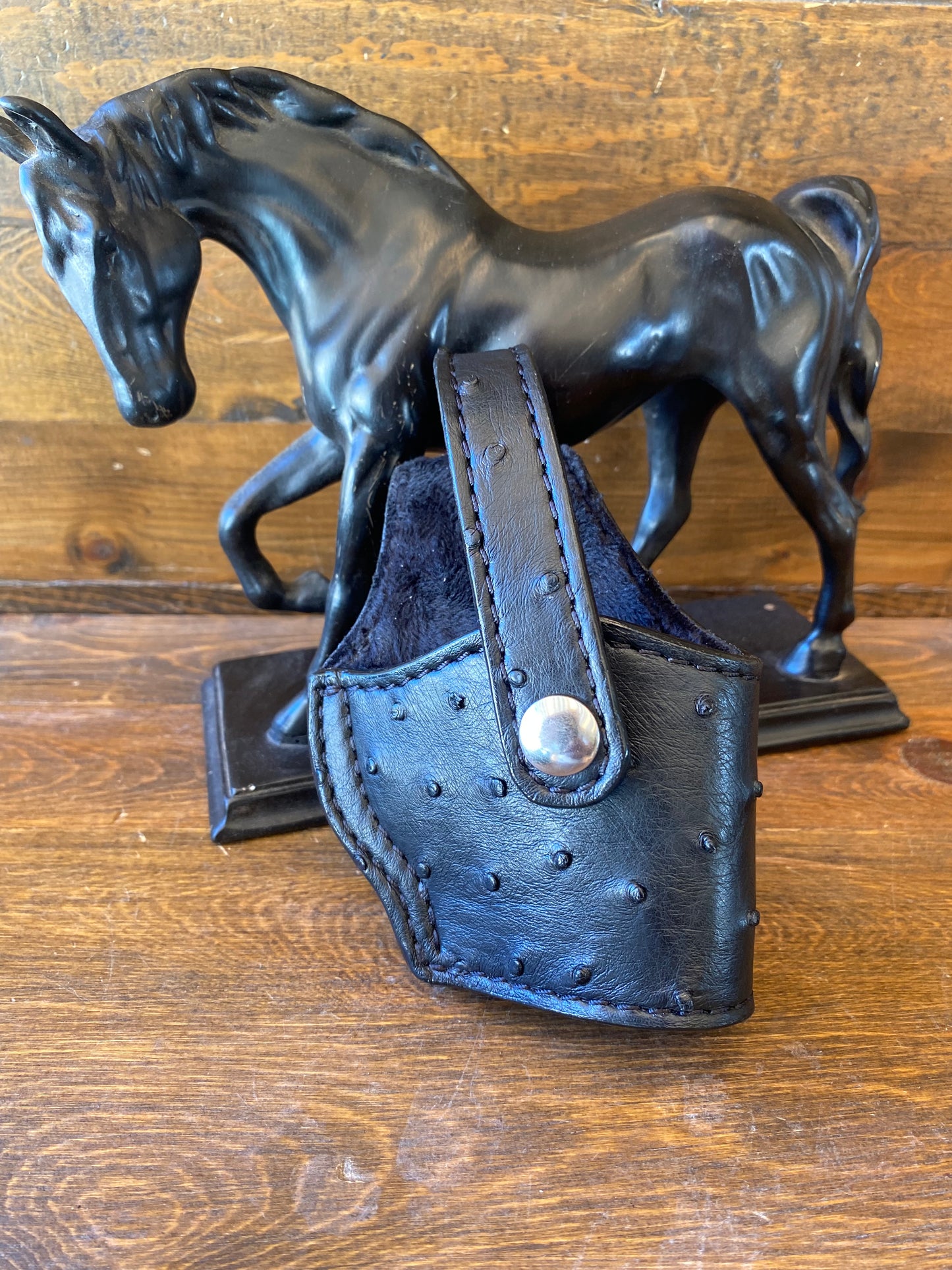 Black/Chrome ostrich skin compact holster (1911)