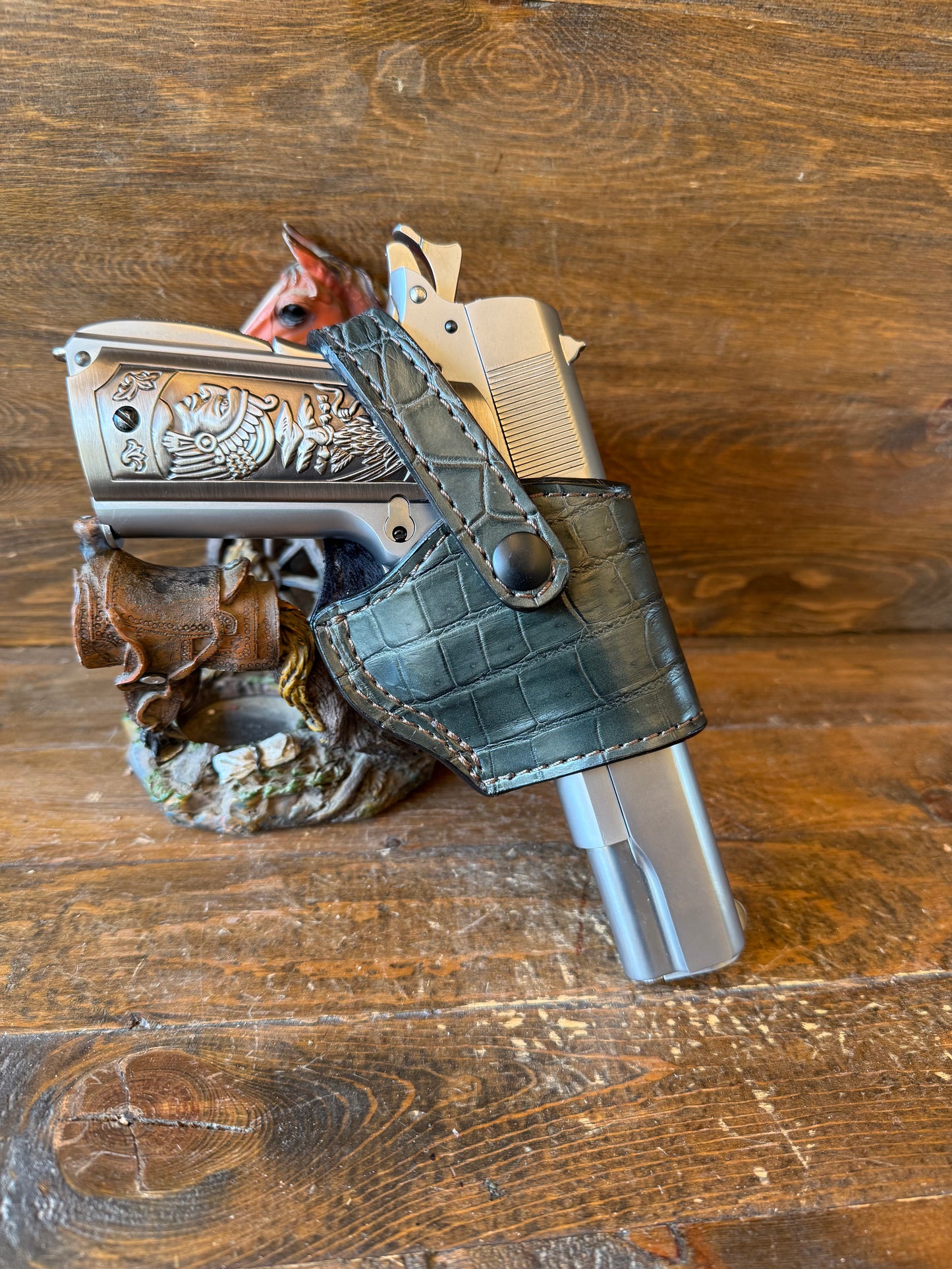 Olive/Green alligator belly compact holster (1911)
