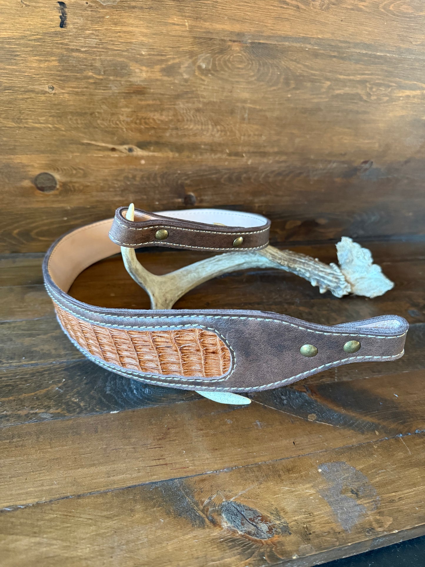 Honey crocodrile skin rifle sling