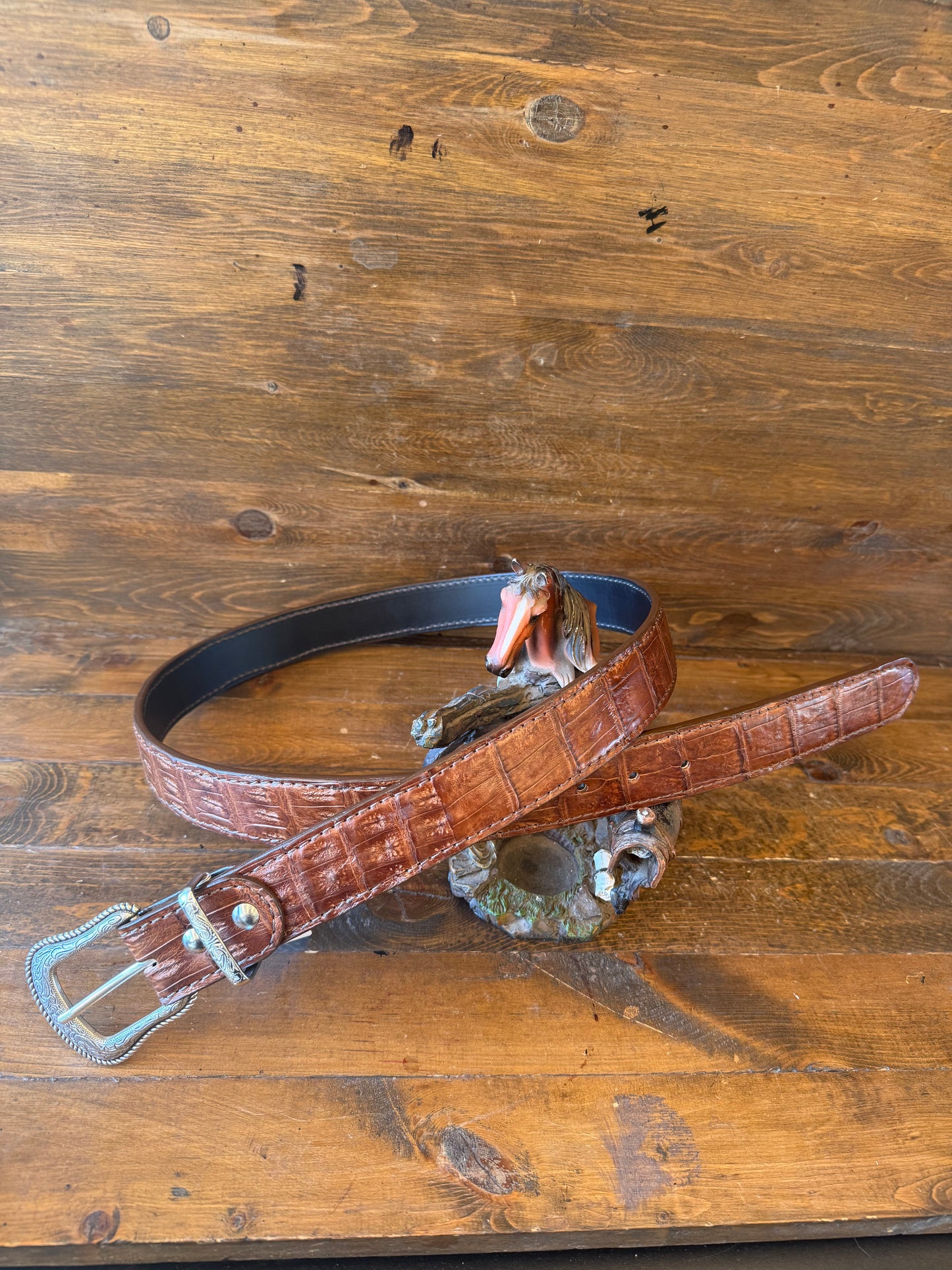 Brown caiman/crocodile belt