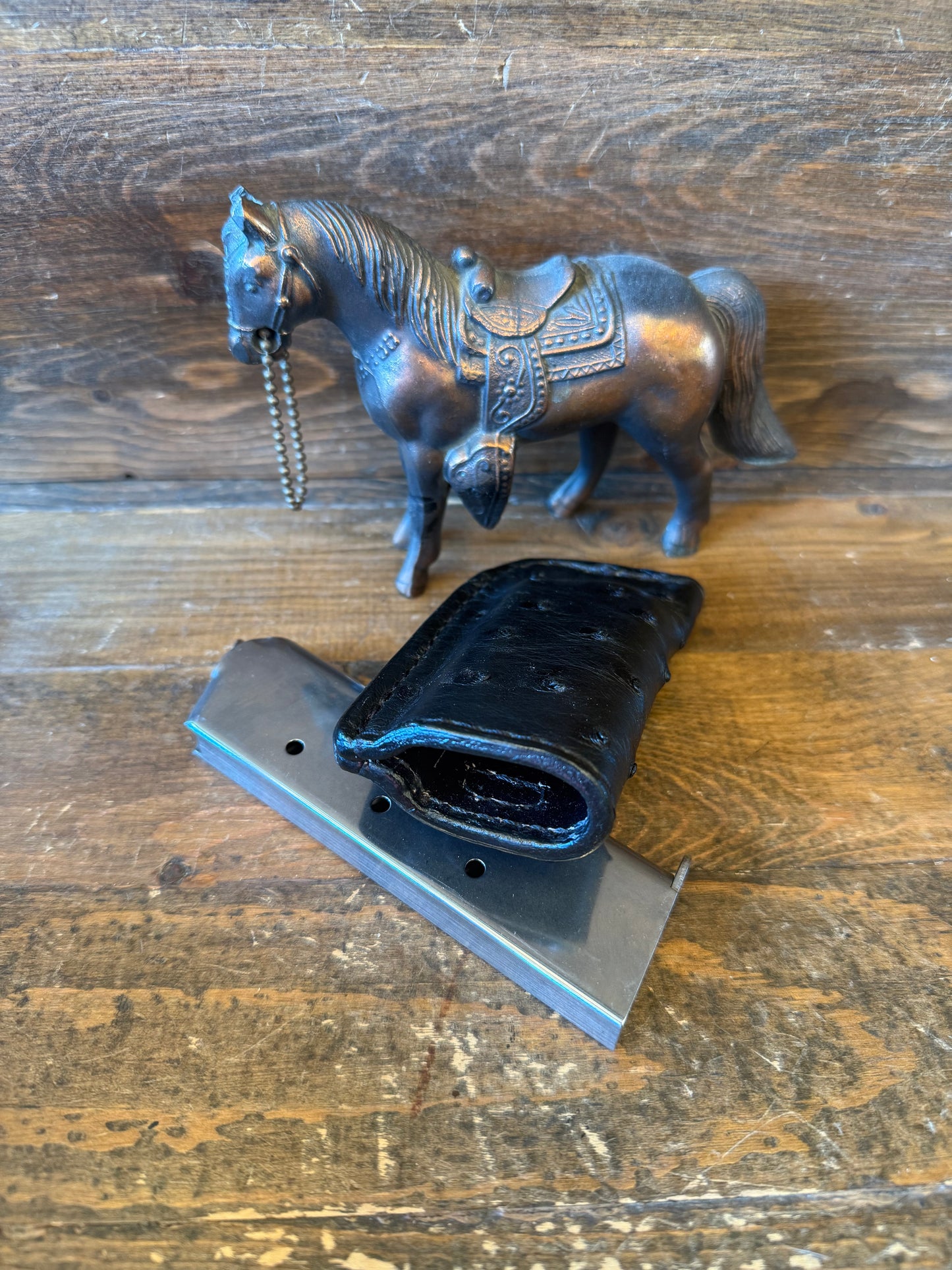 Black Ostrich skin single magazine holster (1911)
