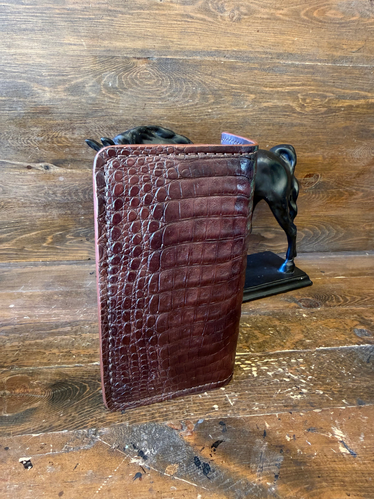 Chocolate Brown Crocodile Belly Deluxe Rodeo wallet in/out