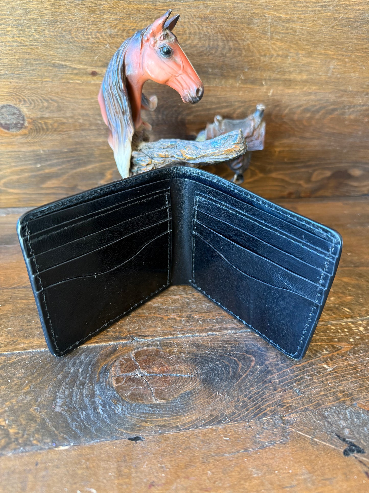 Black Alligator belly skin bifold wallet