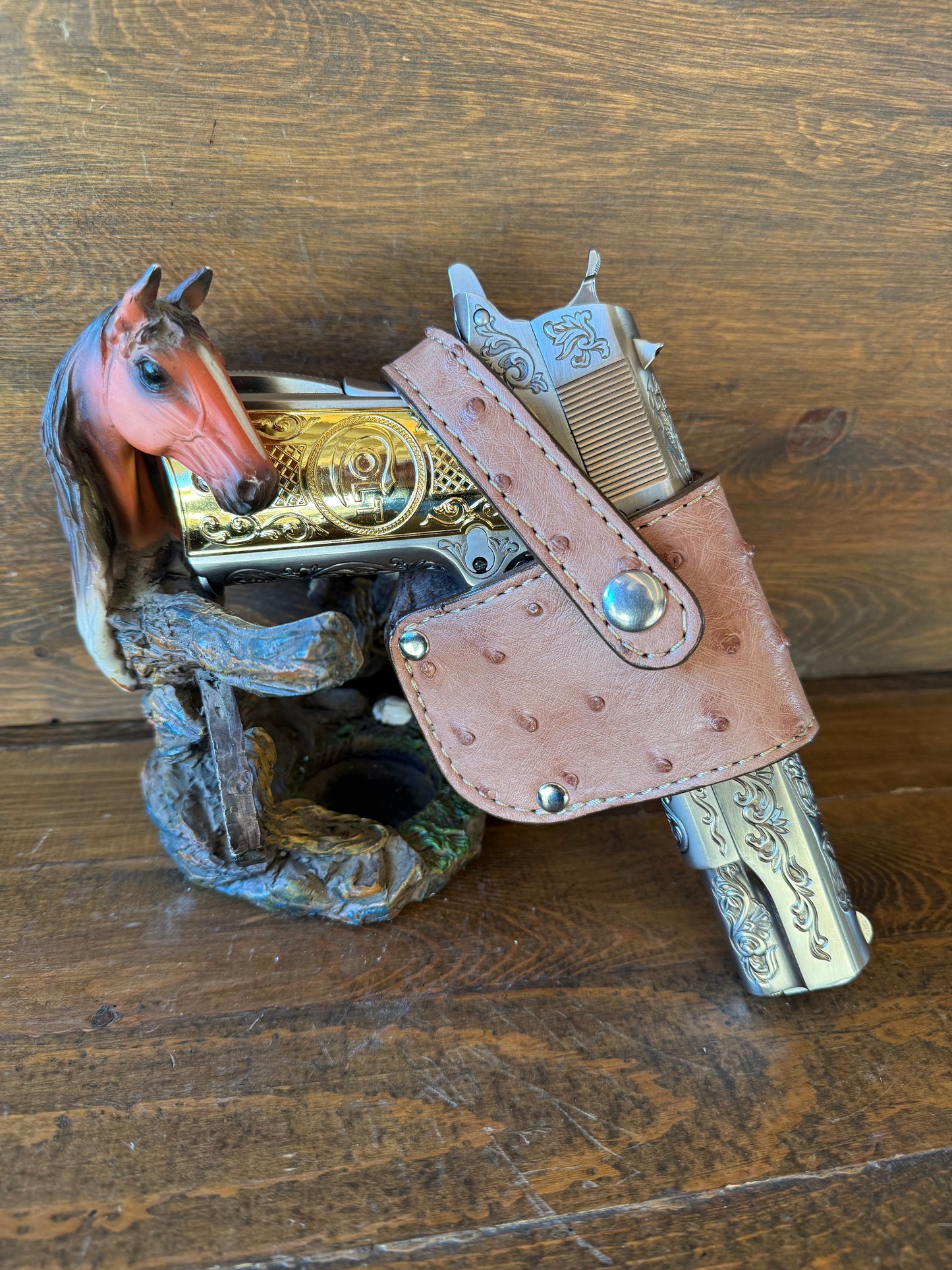Almond ostrich skin luxury compact holster (1911)