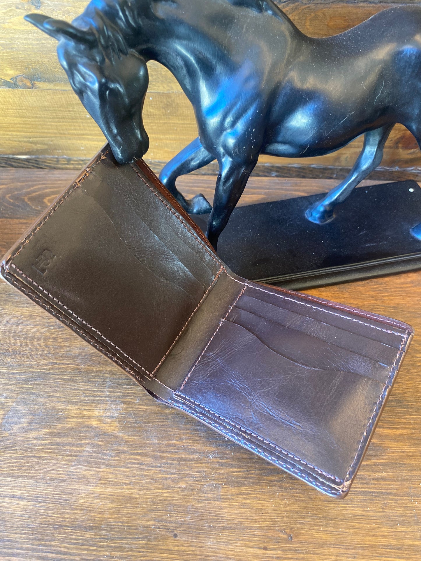 Brandy alligator corner bifold wallet