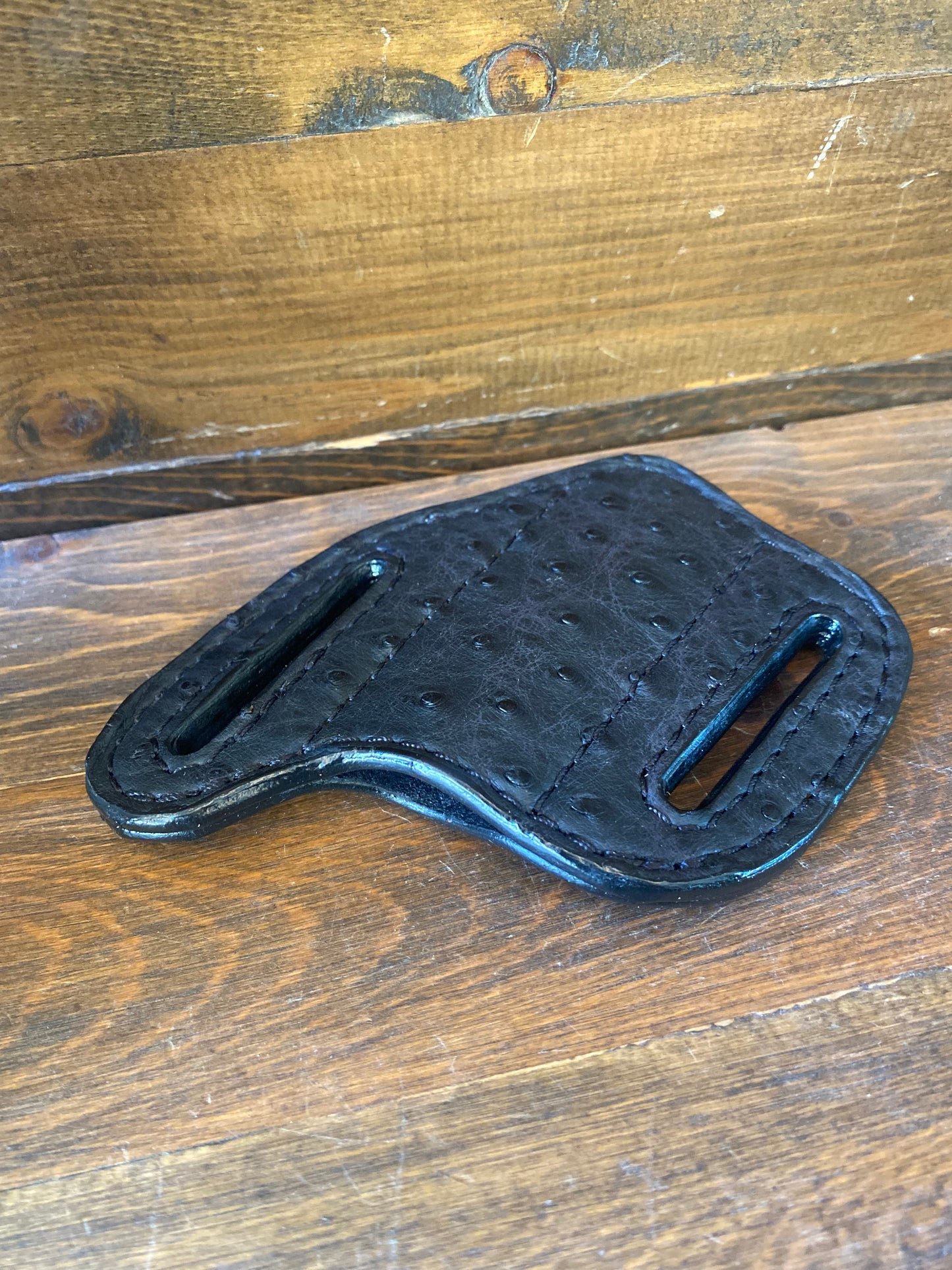 Black ostrich small knife sheath