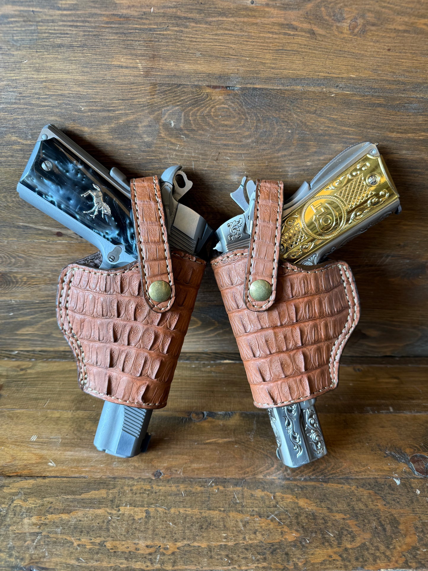 Crocodile skin twin set holsters.