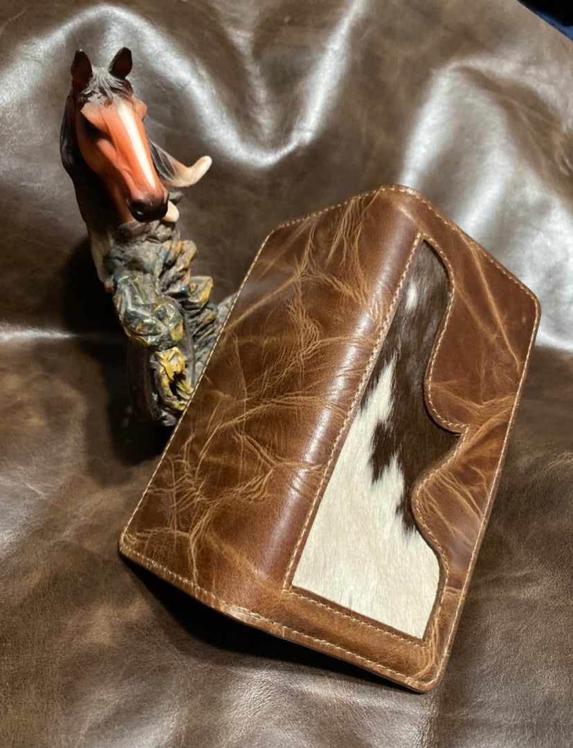 Brown Cowhide checkbook cover