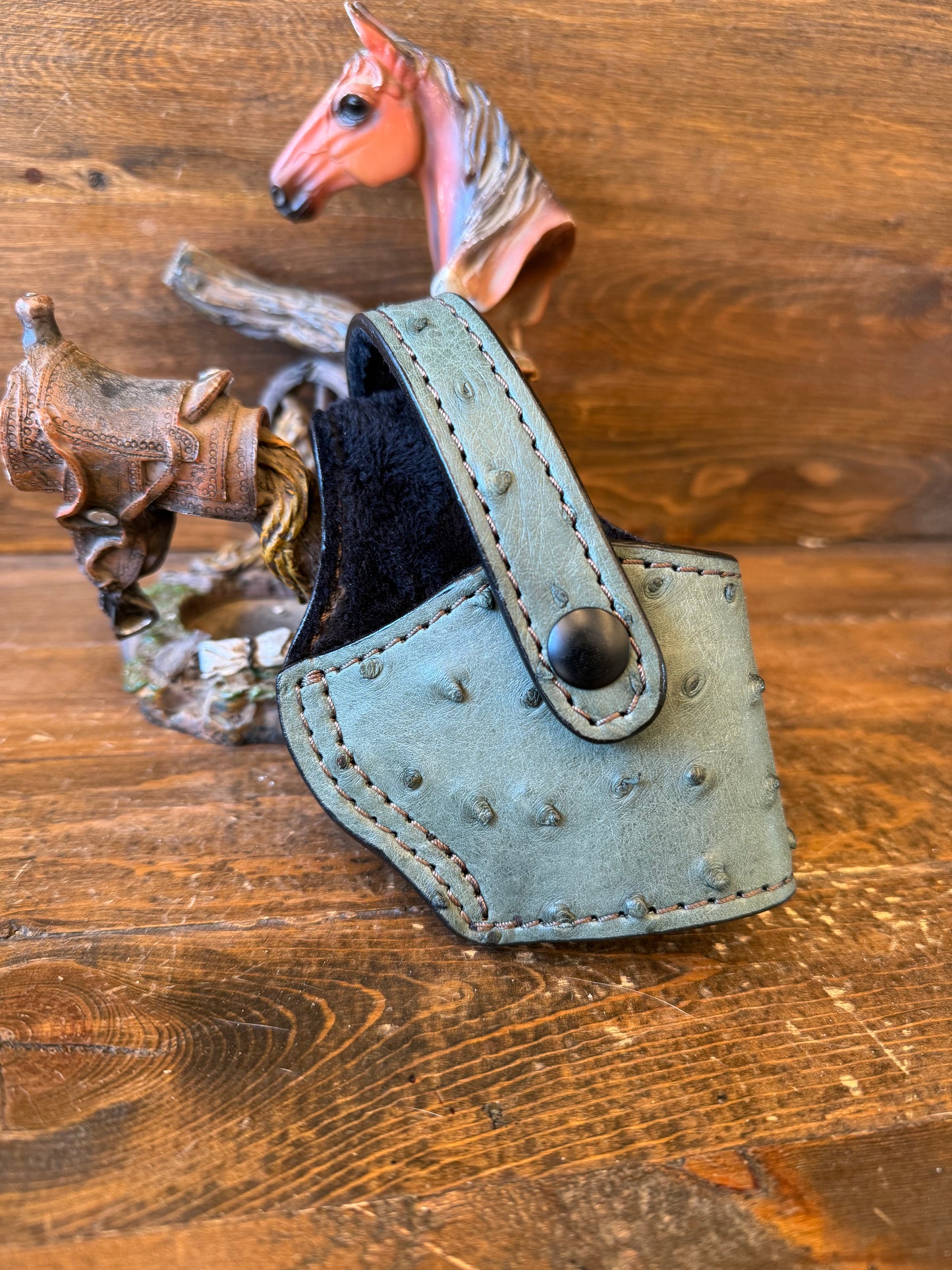 Olive green ostrich skin compact holster (1911)