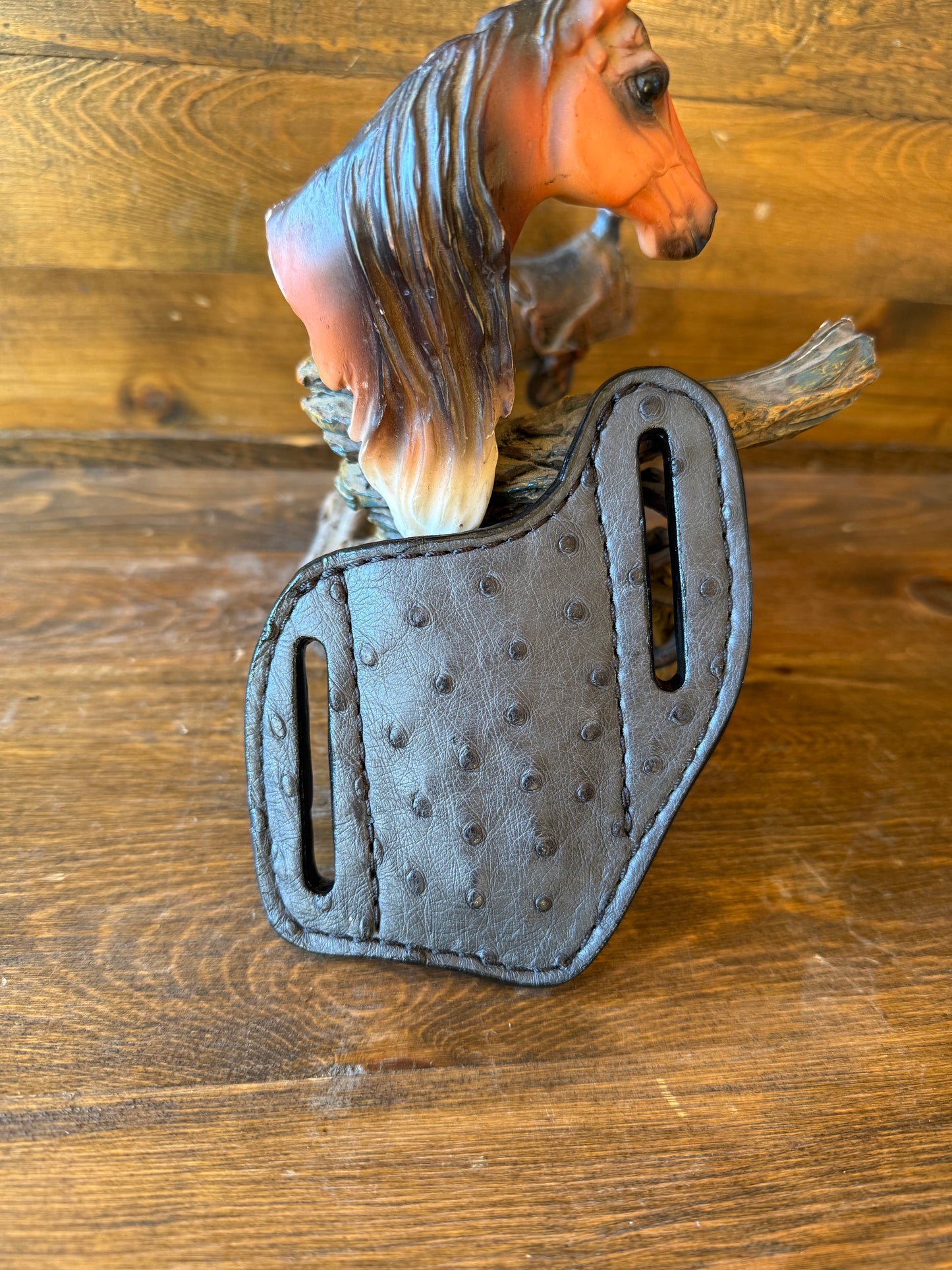 Dark gray ostrich knife sheath