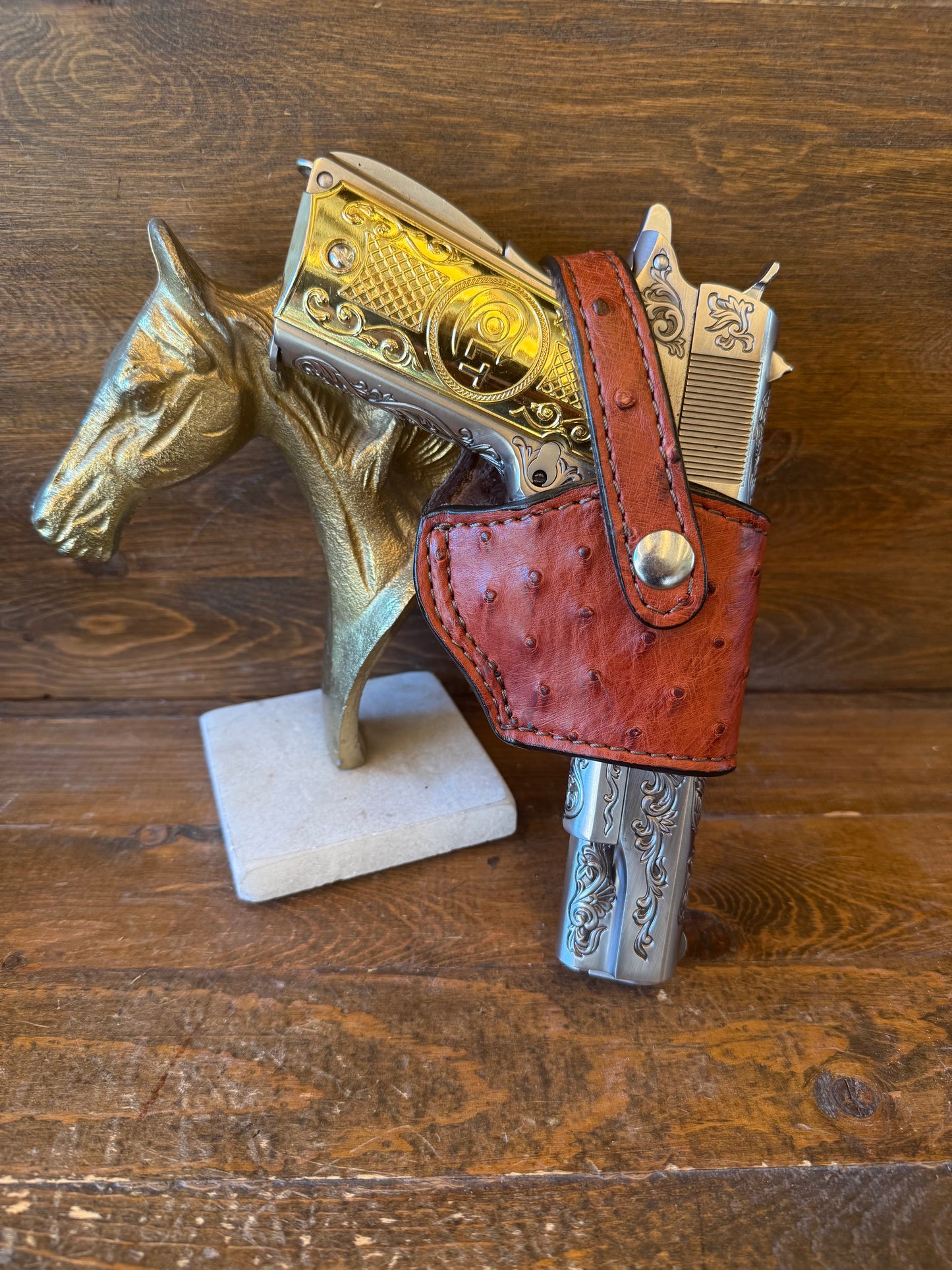 Brandy/Chrome ostrich skin compact holster ( 1911 )