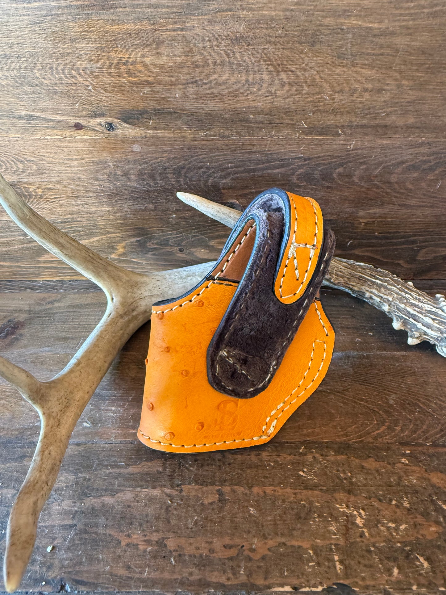 Honey/Chrome ostrich skin compact holster ( 1911 )