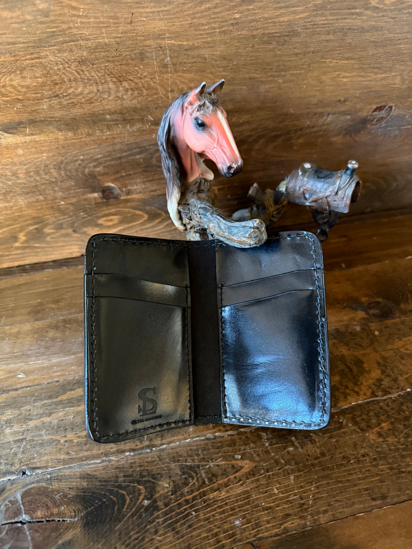 Dark gray ostrich skin compact wallet