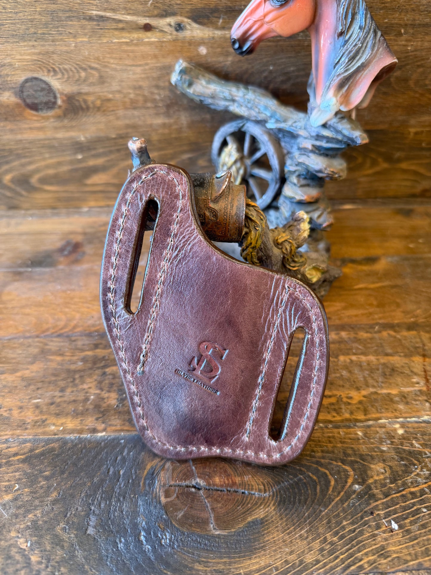 Brown crocodile belly knife sheath