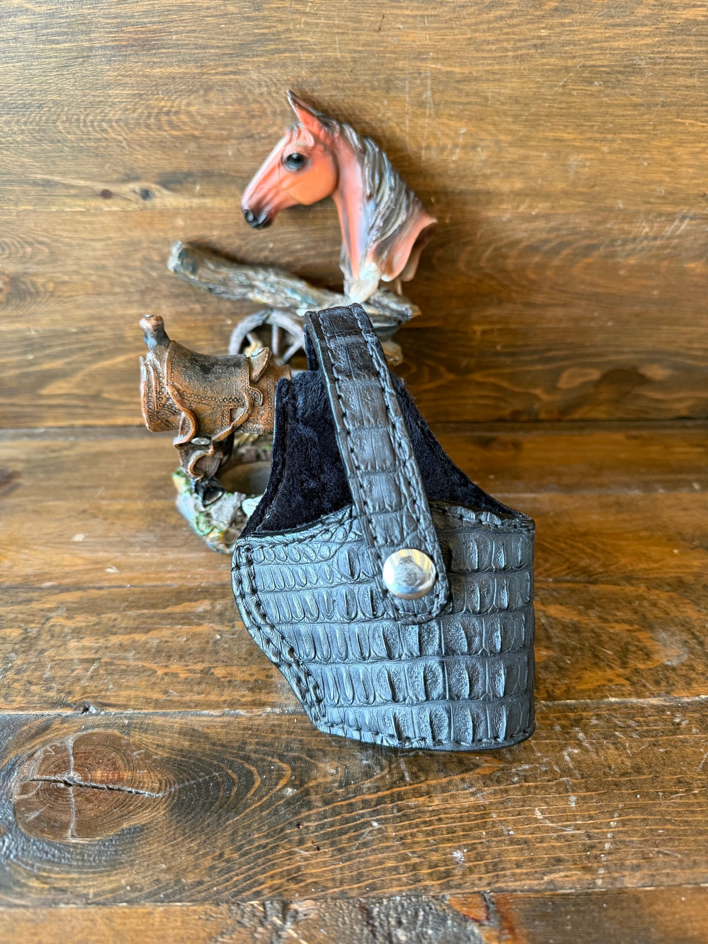 Matte Black/Chrome crocodile compact holster (1911)