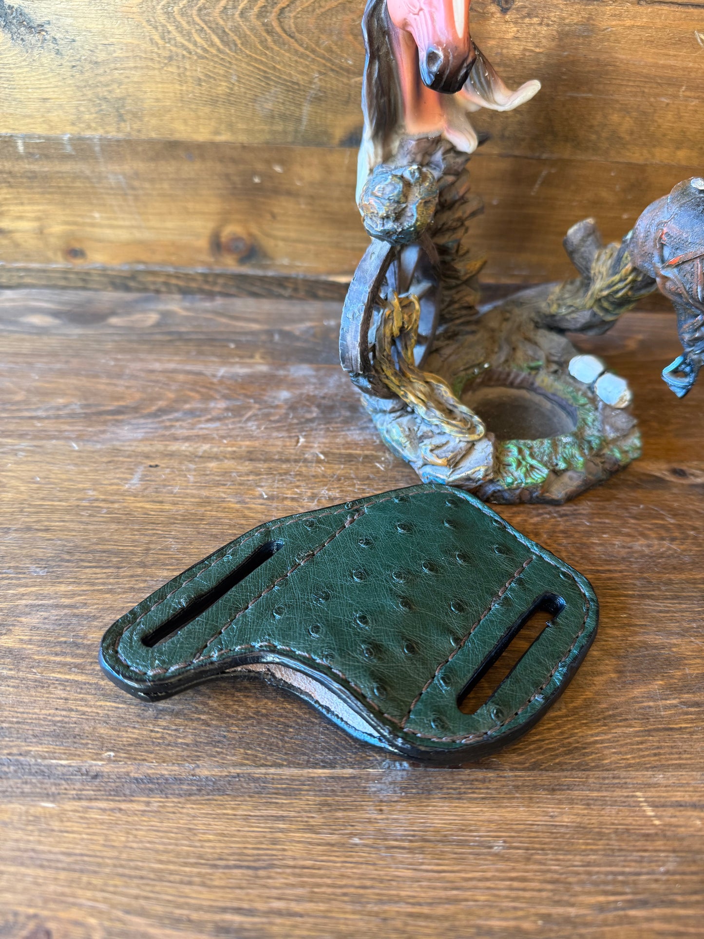 Dark green ostrich knife sheath