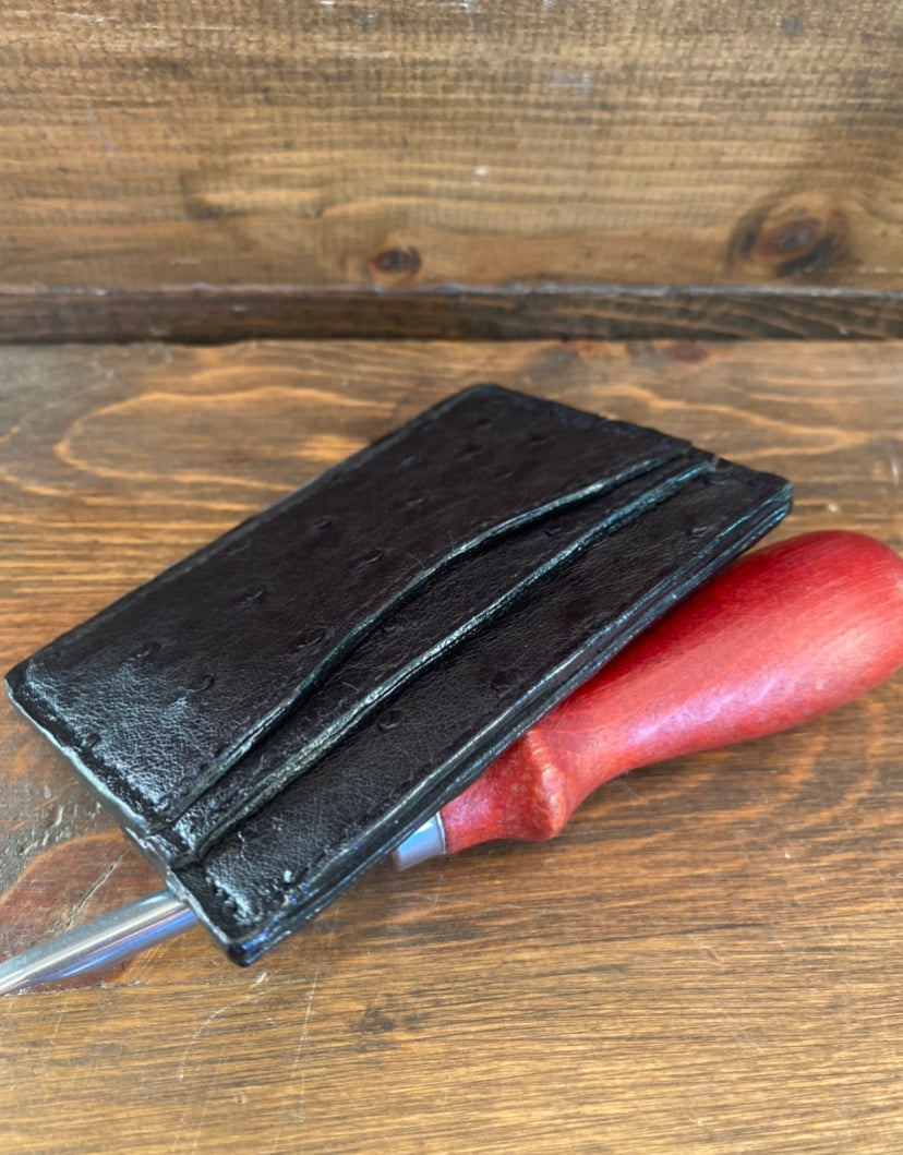 Black full ostrich cardholder