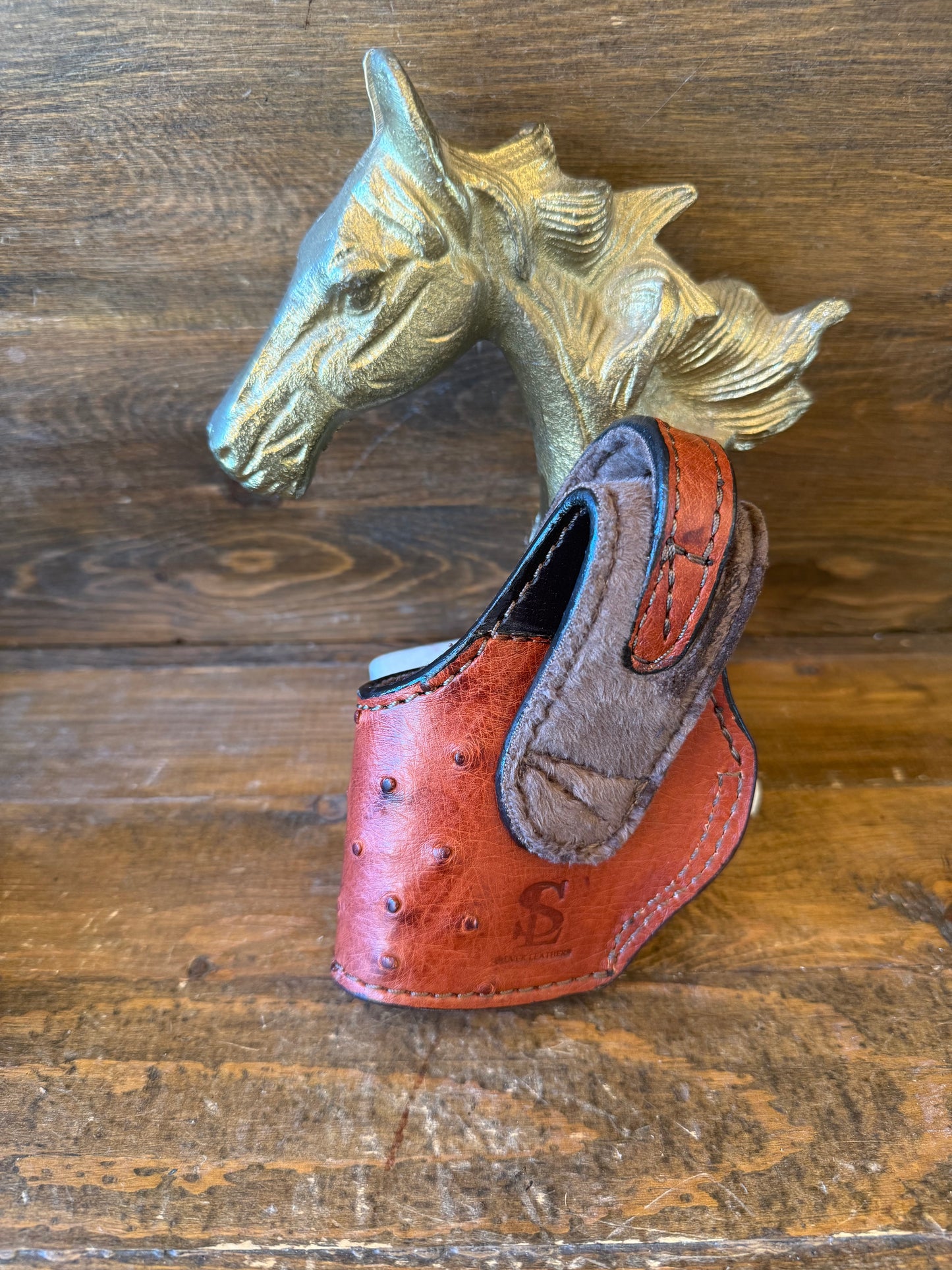 Brandy/Chrome ostrich skin compact holster ( 1911 )