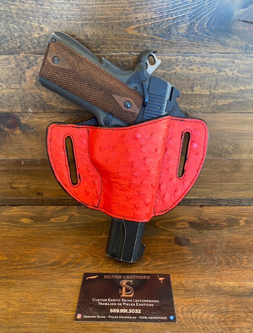 Clearance - Red ostrich holster for 1911 models / Funda avestruz