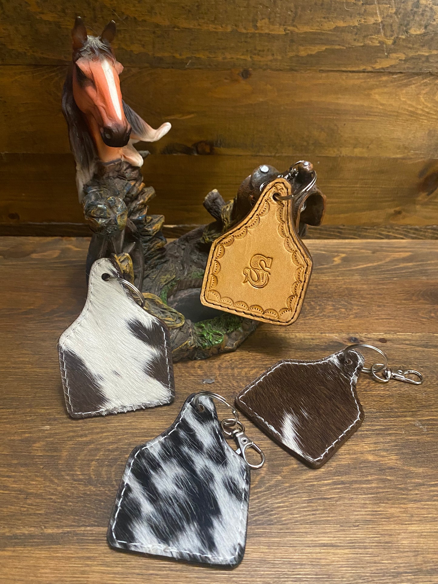 Personalized Cowhide keychains